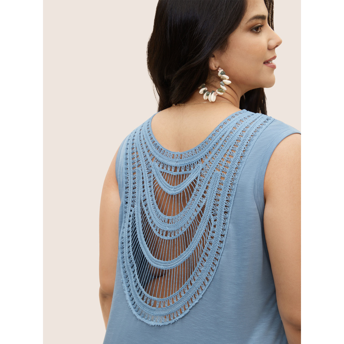 

Plus Size Notched Collar Plain Cut Out Tank Top Women Cerulean Resort Patchwork Notched collar Vacation Tank Tops Camis BloomChic