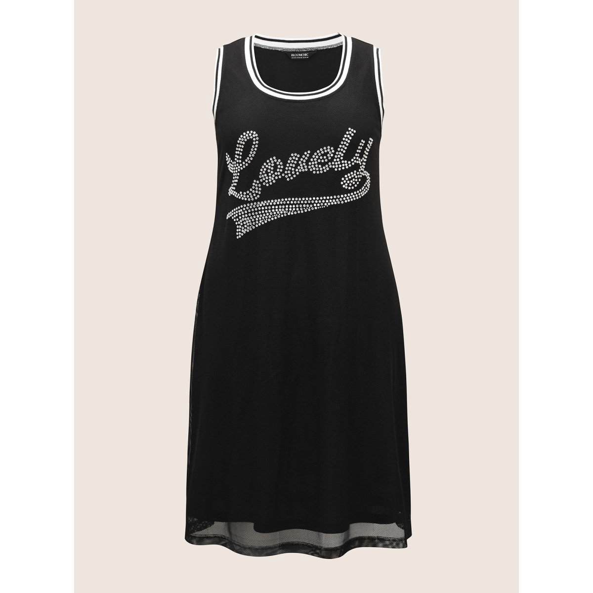 Plus Size Letter Rhinestone Mesh Patchwork Sleeveless Dress Black Women Casual Rhinestone detailing Round Neck Sleeveless Curvy BloomChic
Plus Size Letter Rhinestone Mesh Patchwork Sleeveless Dress Black Women Casual Rhinestone detailing Round Neck Sleeveless Curvy BloomChic