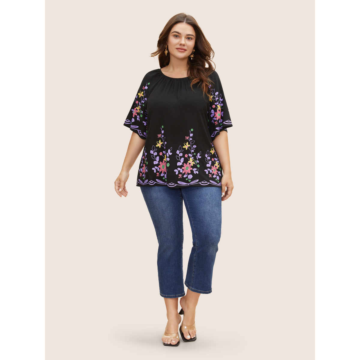 Plus Size Black Boho Print Gathered Ruffle Sleeve Blouse Women Elegant Half Sleeve Round Neck Everyday Blouses BloomChic
Plus Size Black Boho Print Gathered Ruffle Sleeve Blouse Women Elegant Half Sleeve Round Neck Everyday Blouses BloomChic