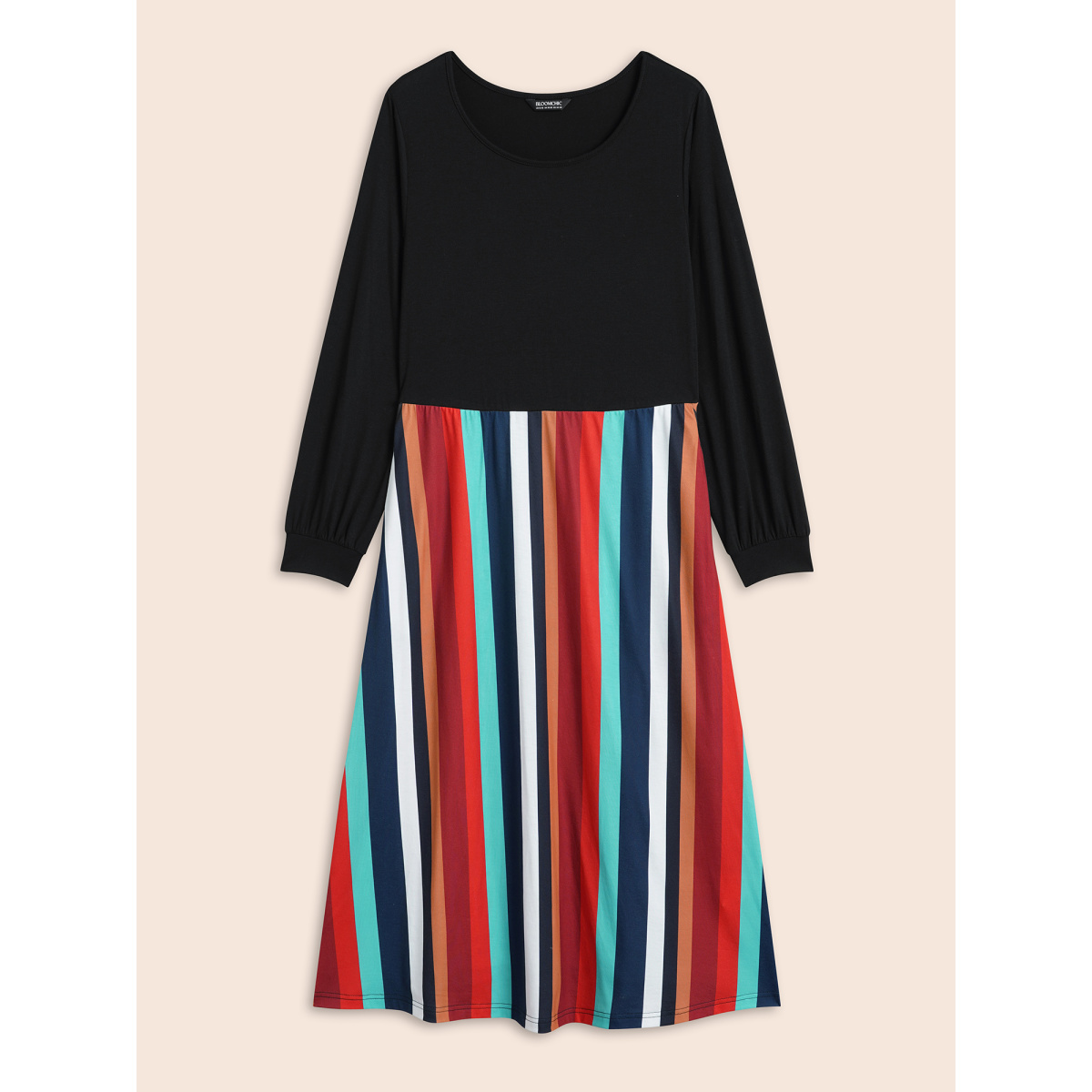 Plus Size Round Neck Contrast Striped Patchwork Midi Dress Black Women Casual Contrast Round Neck Long Sleeve Curvy BloomChic
Plus Size Round Neck Contrast Striped Patchwork Midi Dress Black Women Casual Contrast Round Neck Long Sleeve Curvy BloomChic