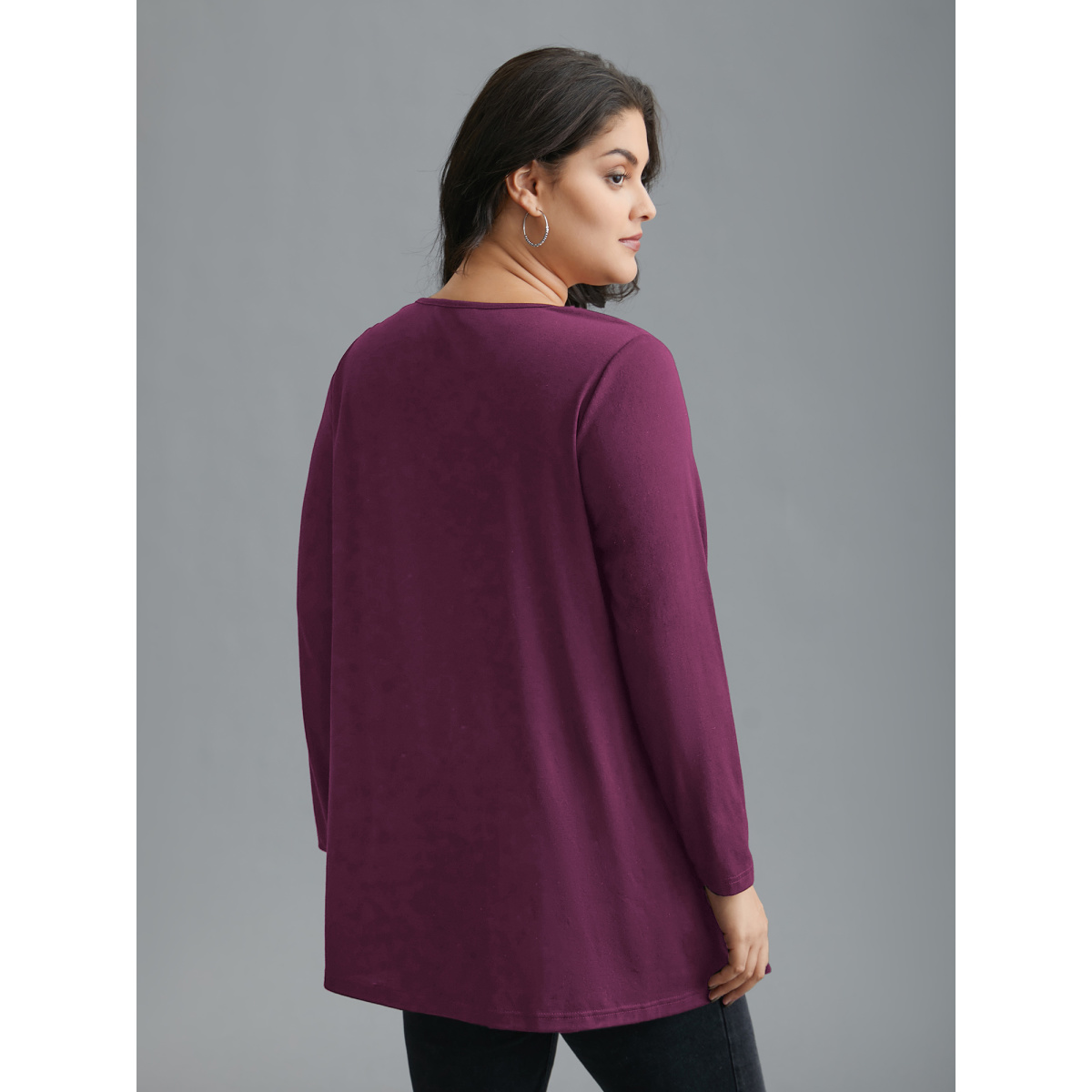 Plus Size Round Neck Button Slim-Fit Knit Top Deeppurplered Round Neck Extra Long Sleeve Casual Jersey Tops
Plus Size Round Neck Button Slim-Fit Knit Top Deeppurplered Round Neck Extra Long Sleeve Casual Jersey Tops