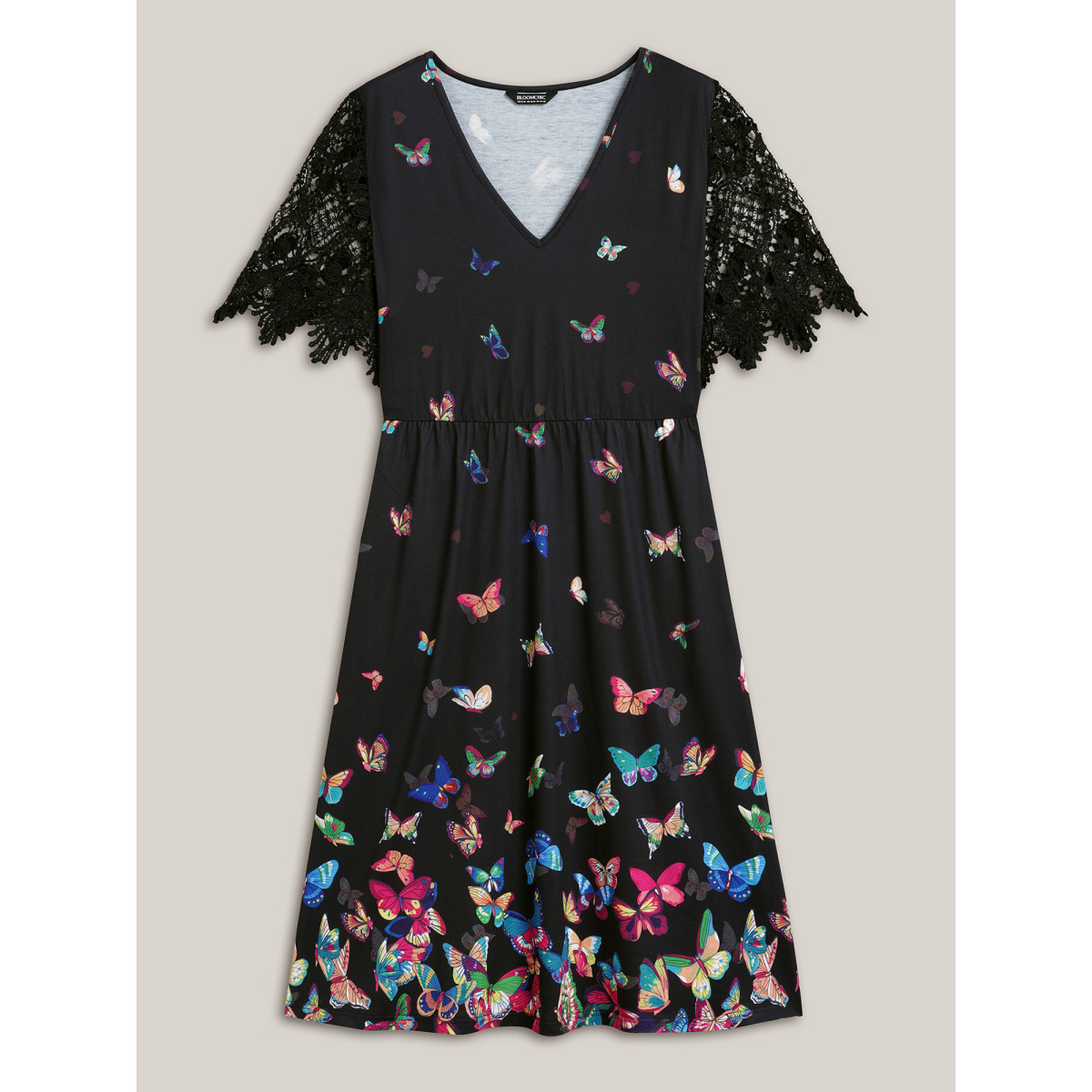 Plus Size Butterfly Print V-Neck Lace Midi Dress Multicolor Women Casual Woven ribbon&lace trim Knit Dresses Bloomchic
Plus Size Butterfly Print V-Neck Lace Midi Dress Multicolor Women Casual Woven ribbon&lace trim Knit Dresses Bloomchic
