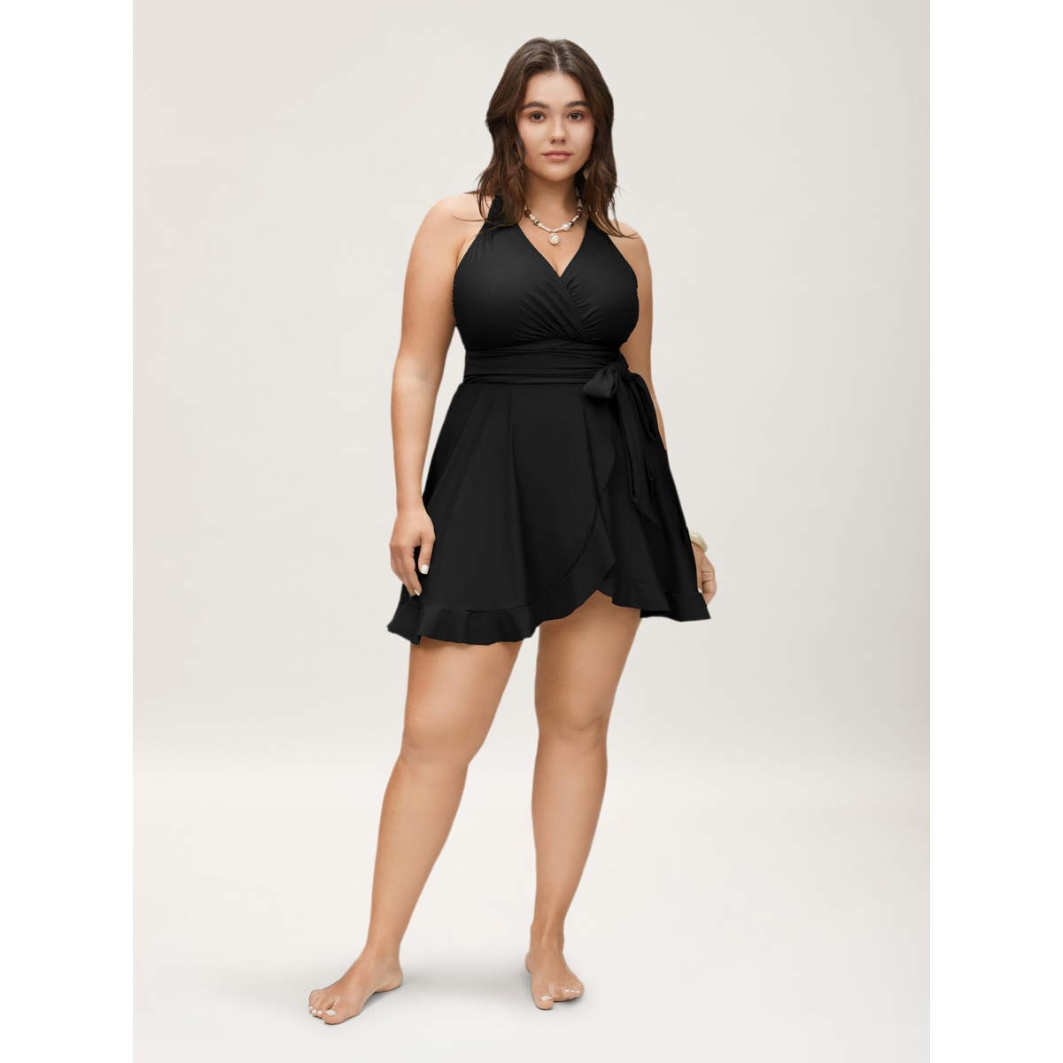 Plus Size Plain Ties Wrap Flutters Swim Dress Women's Swimwear Black Beach Bodycon Overlap Collar High stretch Curve Swim Dresses BloomChic
Plus Size Plain Ties Wrap Flutters Swim Dress Women's Swimwear Black Beach Bodycon Overlap Collar High stretch Curve Swim Dresses BloomChic