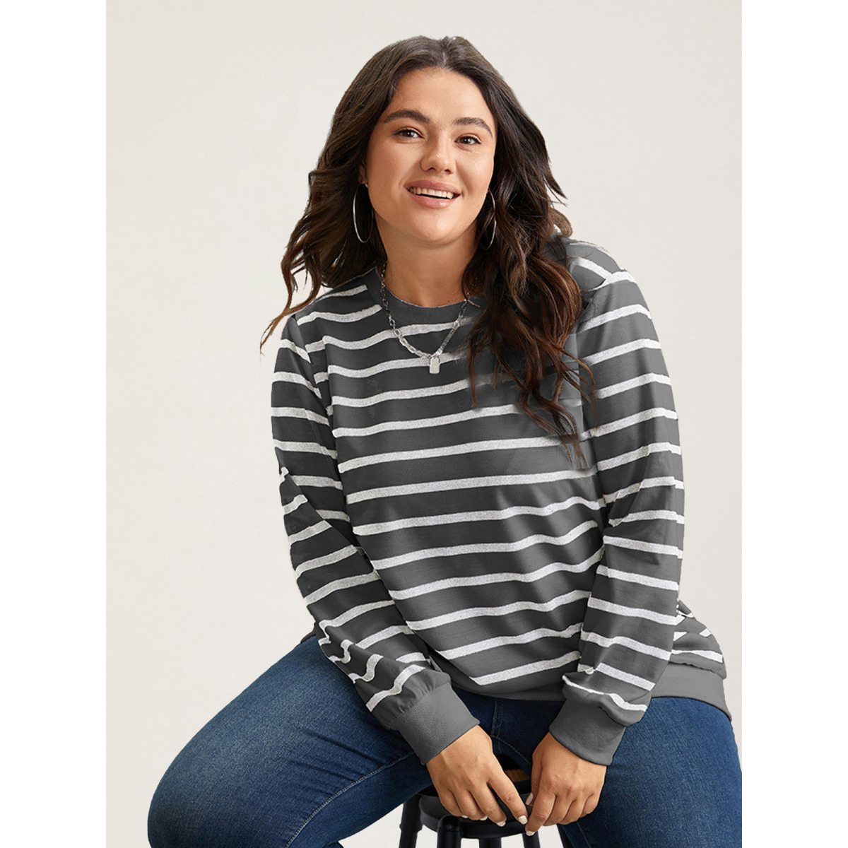 Plus Size Rib Knit Striped Round Neck Sweatshirt Women DarkGray Casual Non Round Neck Everyday Sweatshirts BloomChic
Plus Size Rib Knit Striped Round Neck Sweatshirt Women DarkGray Casual Non Round Neck Everyday Sweatshirts BloomChic