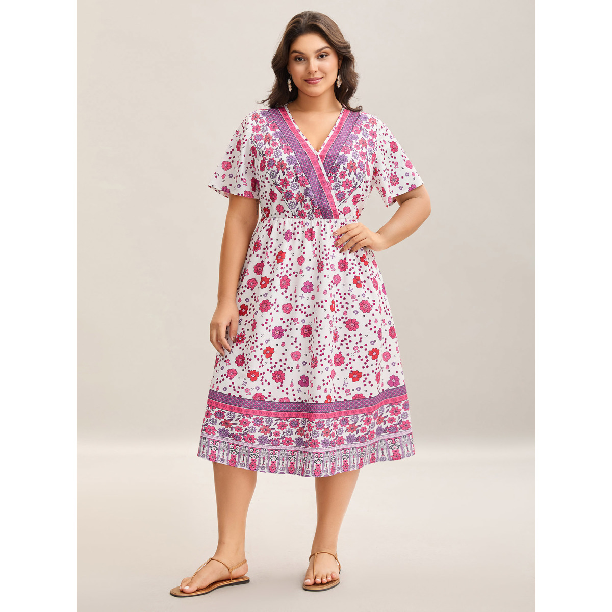Plus Size Spring Floral Printed Surplice Neck Midi Dress Lilac Women Overlap Collar Short sleeve Curvy BloomChic
Plus Size Spring Floral Printed Surplice Neck Midi Dress Lilac Women Overlap Collar Short sleeve Curvy BloomChic