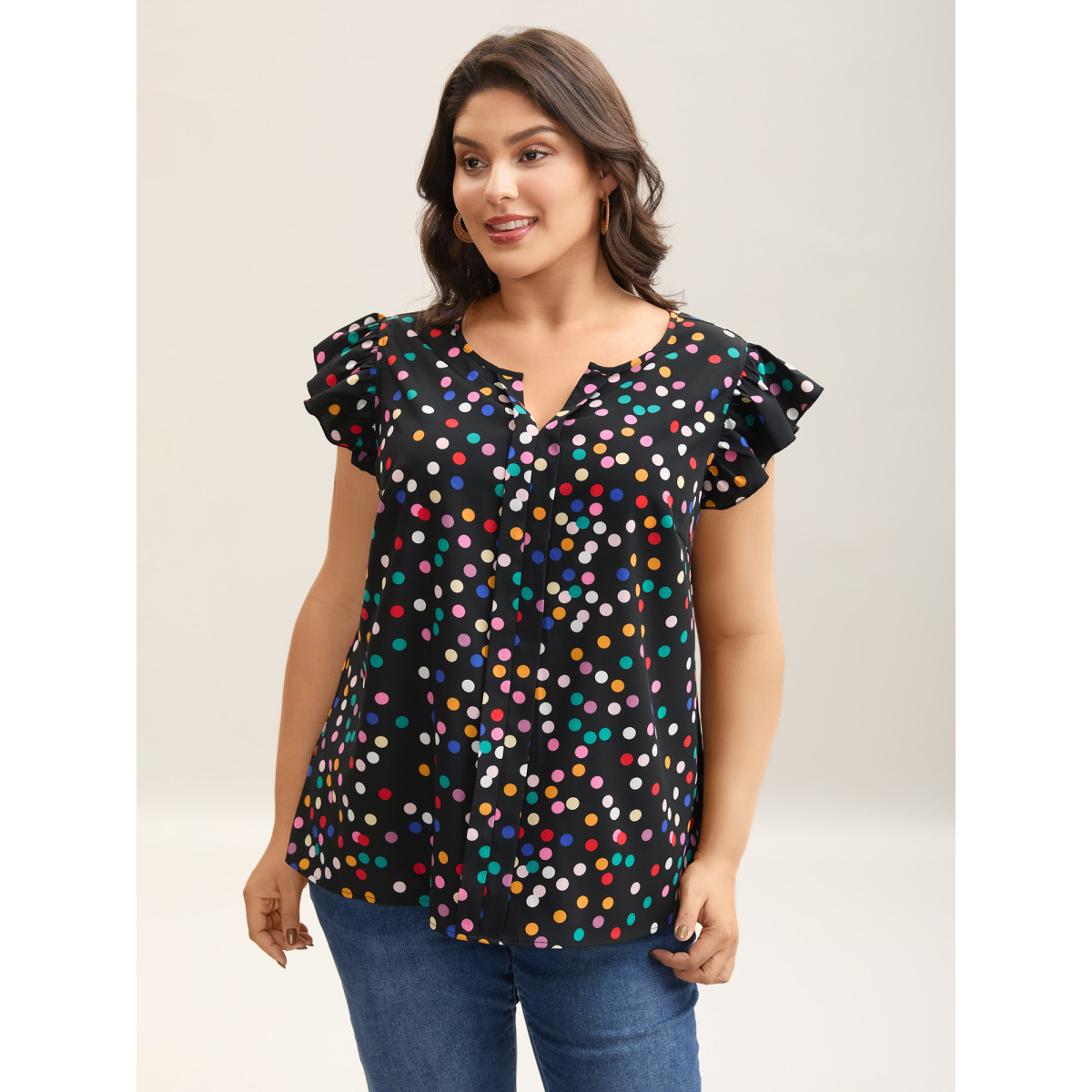 Plus Size Black Rayon Polka Dot Flutter Sleeve Blouse Women Resort Cap Sleeve Non Vacation Blouses BloomChic
Plus Size Black Rayon Polka Dot Flutter Sleeve Blouse Women Resort Cap Sleeve Non Vacation Blouses BloomChic