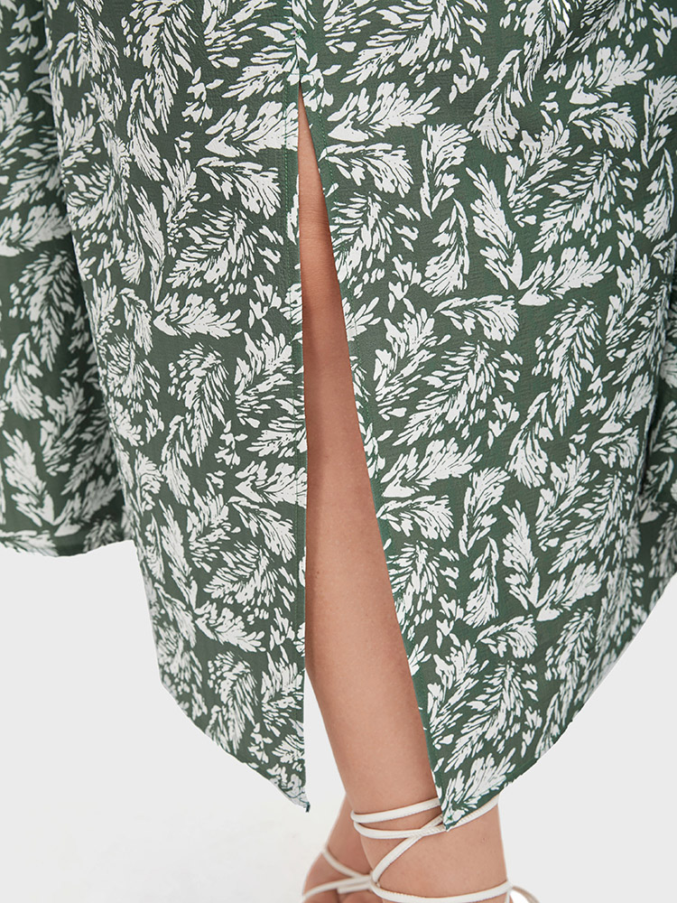 Plus Size Women Dailywear Tropical Ruffle Sleeve Short sleeve Square Neck Casual Dresses BloomChic 