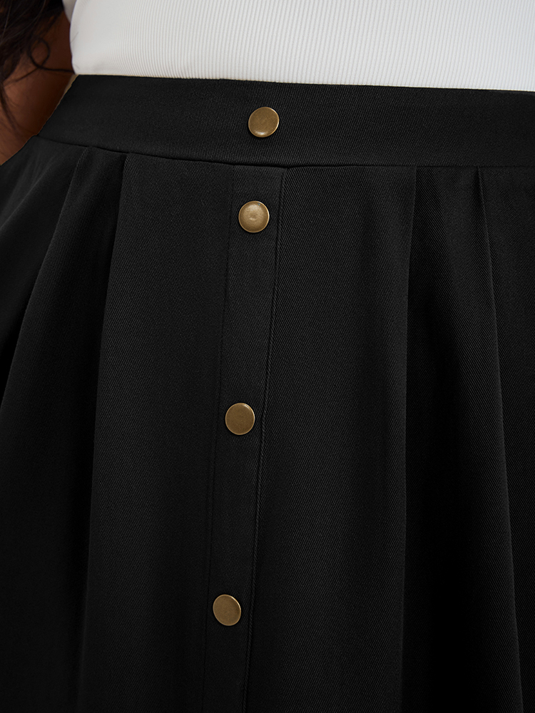Plus Size Women Plain Button Elegance Maxi Skirts Dailywear Pocket Skirts BloomChic 