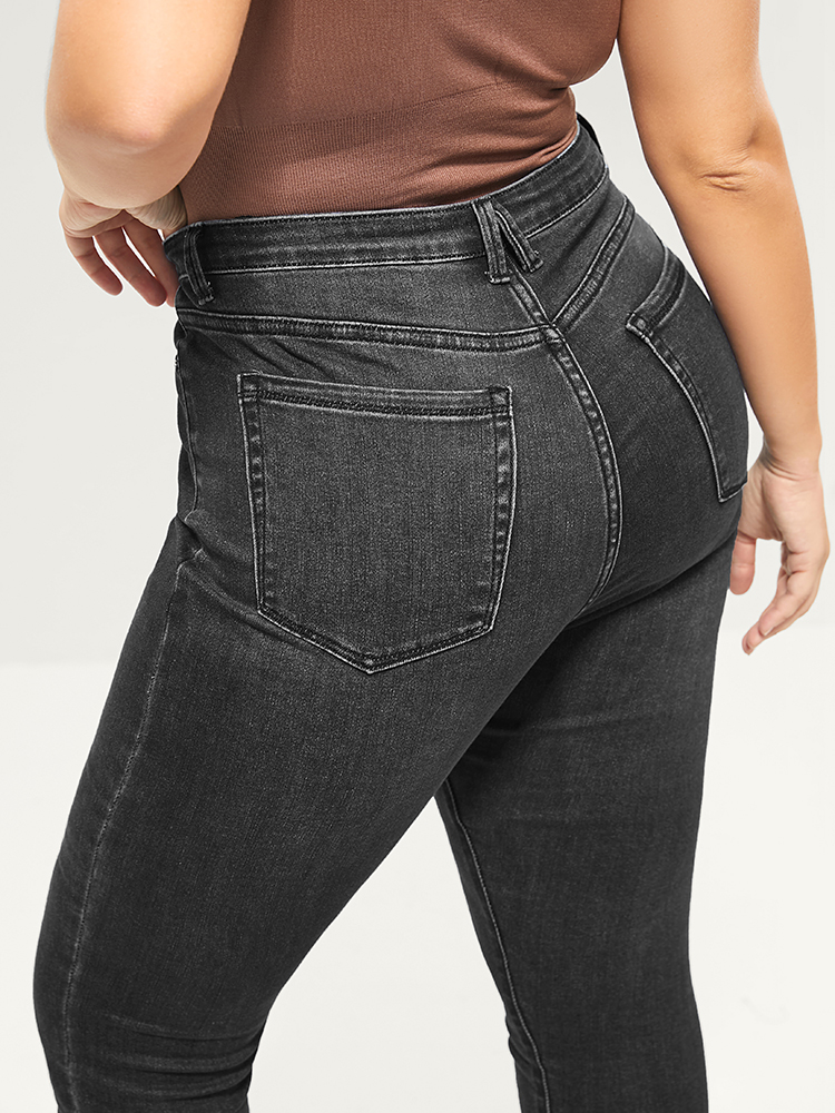 

Plus Size Skinny Extremely Stretchy High Rise Medium Wash Sculpt Waist Jeans Women Black Casual Plain Tummy control Super stretch Pocket Jeans BloomChic