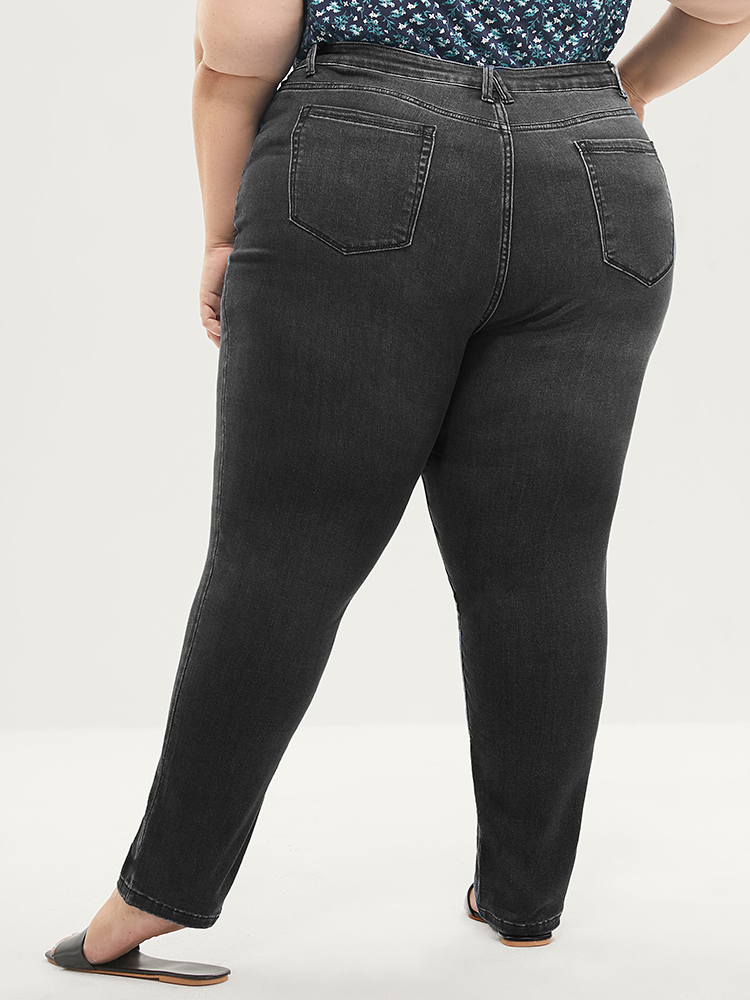 Plus Size Skinny Extremely Stretchy High Rise Medium Wash Sculpt Waist Jeans Women Black Casual Plain Tummy control Super stretch Pocket Jeans BloomChic 10/M 