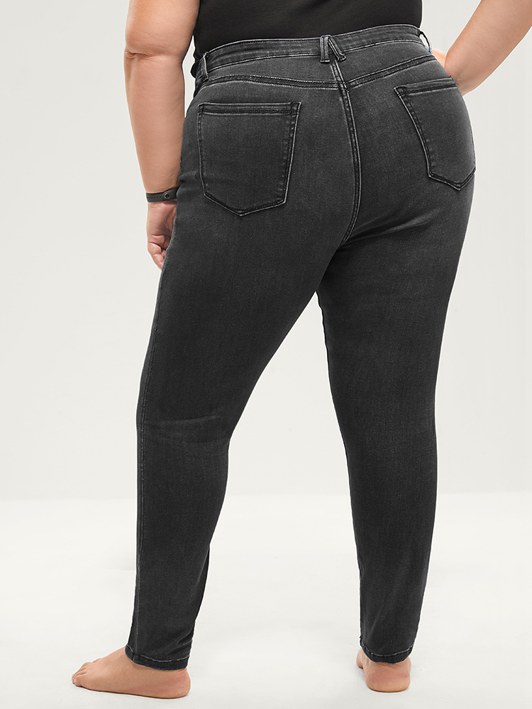 Plus Size Skinny Extremely Stretchy High Rise Medium Wash Sculpt Waist Jeans Women Black Casual Plain Tummy control Super stretch Pocket Jeans BloomChic 10/M 