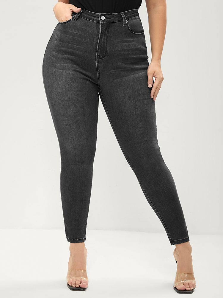 

Plus Size Skinny Extremely Stretchy High Rise Medium Wash Sculpt Waist Jeans Women Black Casual Plain Tummy control Super stretch Pocket Jeans BloomChic