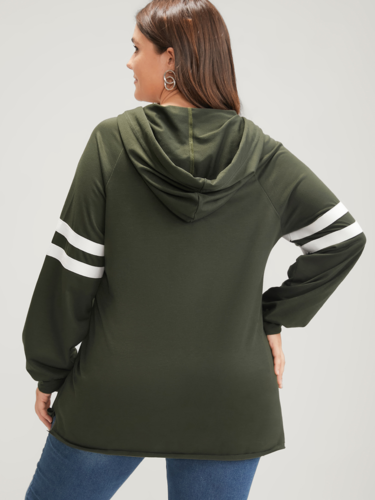 

Plus Size Solid Contrast Pocket Drawstring Hooded Sweatshirt Women ArmyGreen Casual Contrast Hooded Dailywear Sweatshirts BloomChic