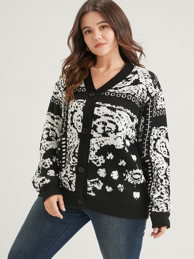 Bandana Super Soft Knit Button Front Jacquard Cardigan BloomChic 