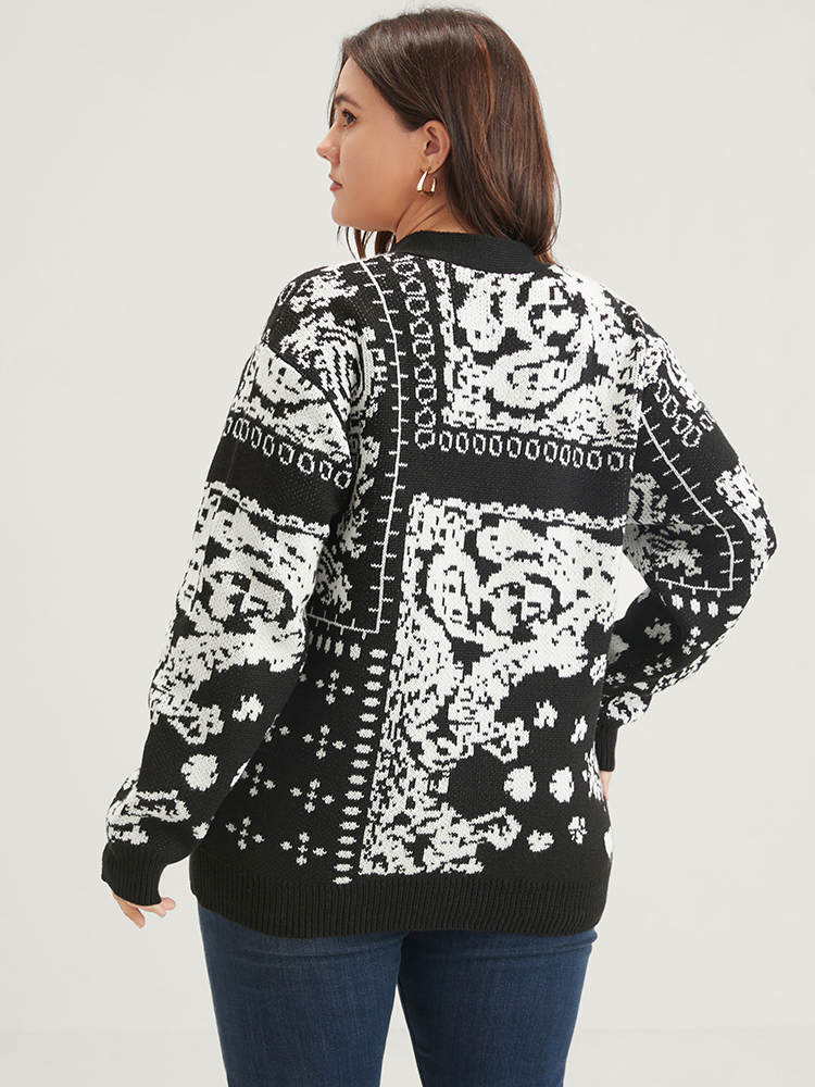 Bandana Super Soft Knit Button Front Jacquard Cardigan BloomChic 