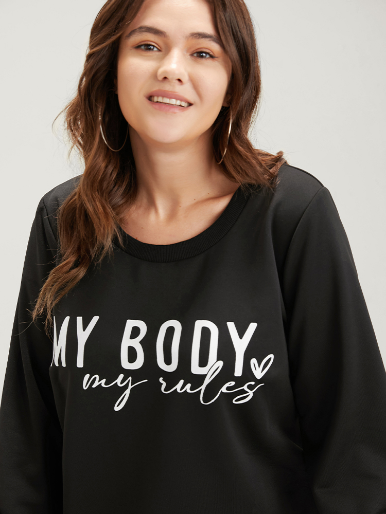 Plus Size Women Dailywear Letter Printed Regular Regular Sleeve Long Sleeve Round Neck Casual Sweatshirts BloomChic 