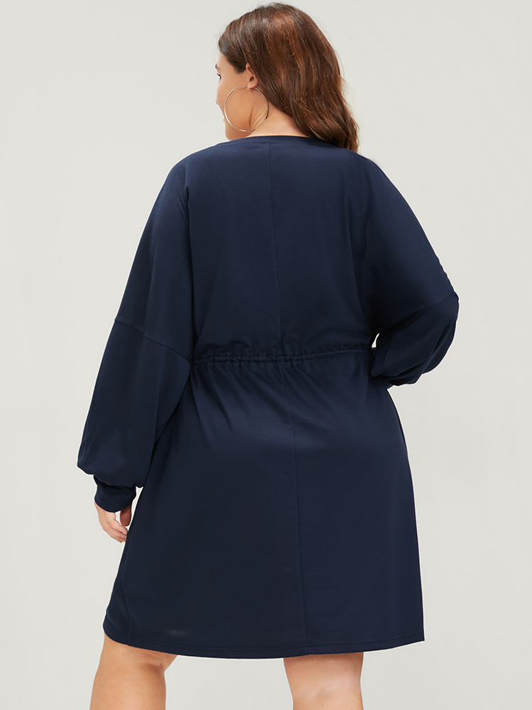 Plus Size Women Dailywear Plain Plain Regular Regular Sleeve Long Sleeve Round Neck Pocket Casual Sweatshirts BloomChic 