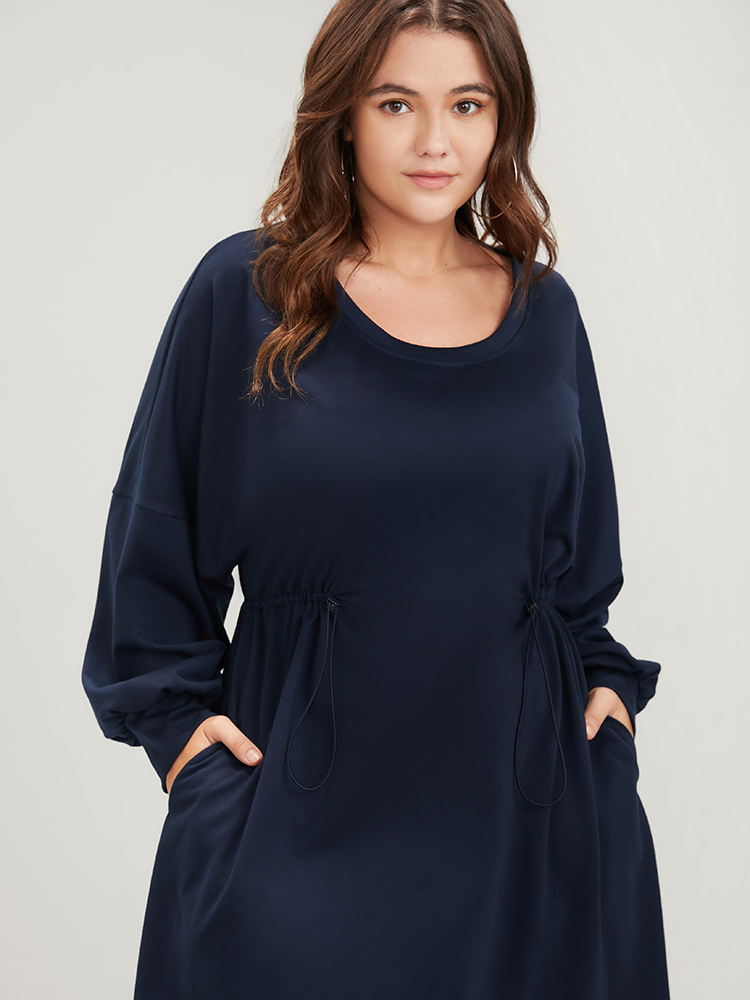 Plus Size Women Dailywear Plain Plain Regular Regular Sleeve Long Sleeve Round Neck Pocket Casual Sweatshirts BloomChic 