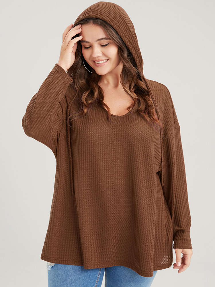 Plus Size Women Dailywear Plain Plain Regular Regular Sleeve Long Sleeve Hooded Casual Sweatshirts BloomChic 
