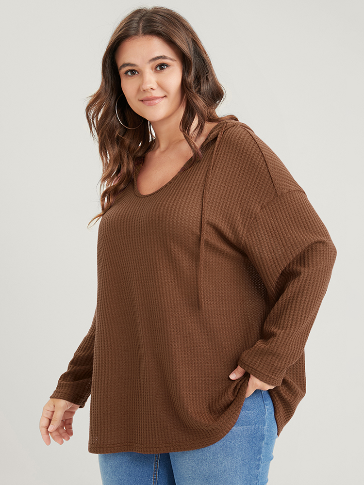 Plus Size Women Dailywear Plain Plain Regular Regular Sleeve Long Sleeve Hooded Casual Sweatshirts BloomChic 