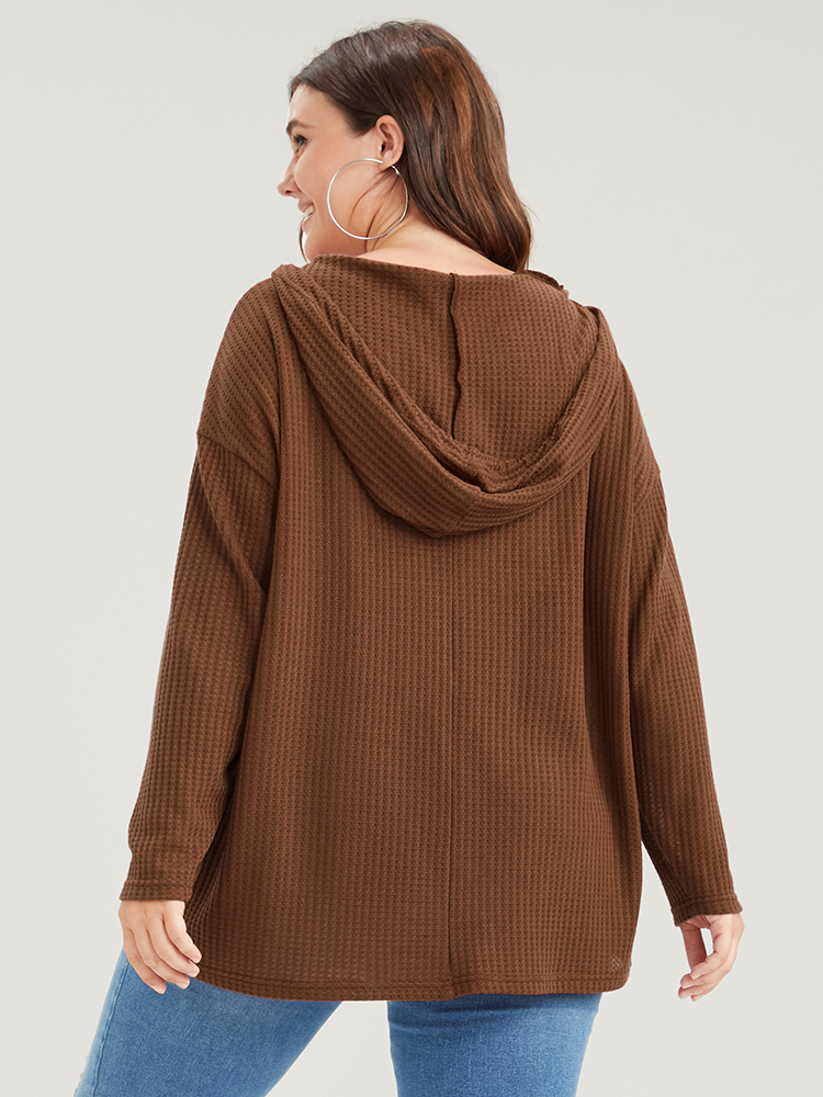 Plus Size Women Dailywear Plain Plain Regular Regular Sleeve Long Sleeve Hooded Casual Sweatshirts BloomChic 