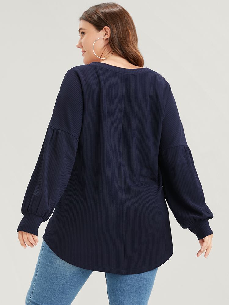 Plus Size Women Dailywear Plain Plain Regular Regular Sleeve Long Sleeve V-neck Pocket Elegant Sweatshirts BloomChic 