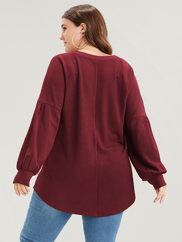 Plus Size Women Dailywear Plain Plain Regular Regular Sleeve Long Sleeve V-neck Pocket Elegant Sweatshirts BloomChic 