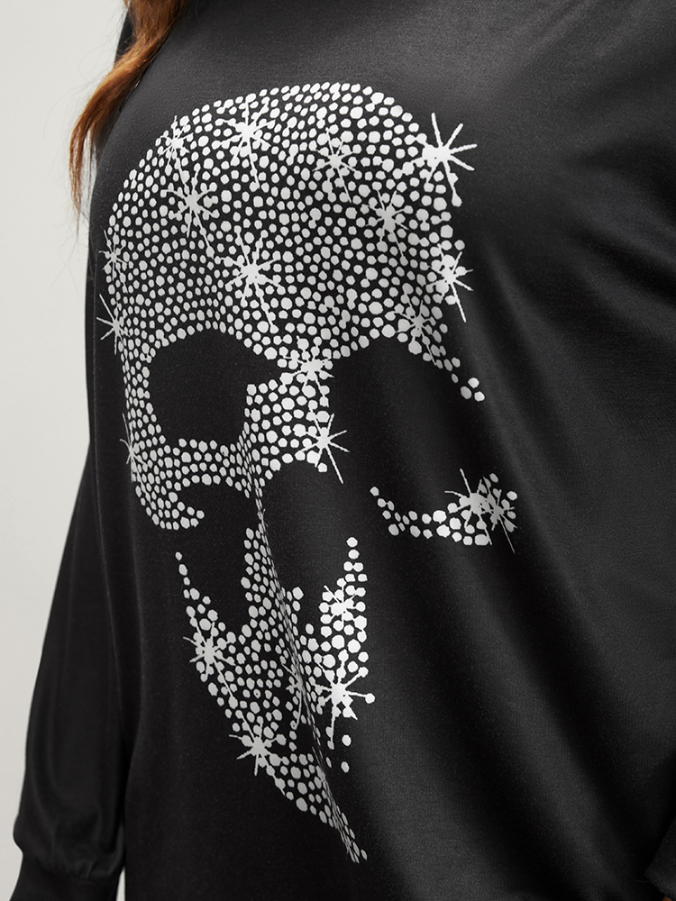 

Plus Size Halloween Skull Print One Shoulder Pajama Set Women DimGray Skull Print Printed Long Sleeve One Shoulder Casual Loungewear Sets BloomChic