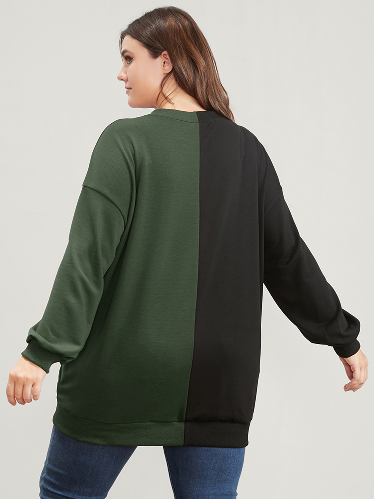 Plus Size Women Festival-Halloween Graphic-Halloween Contrast Regular Regular Sleeve Long Sleeve Round Neck Party Sweatshirts BloomChic 