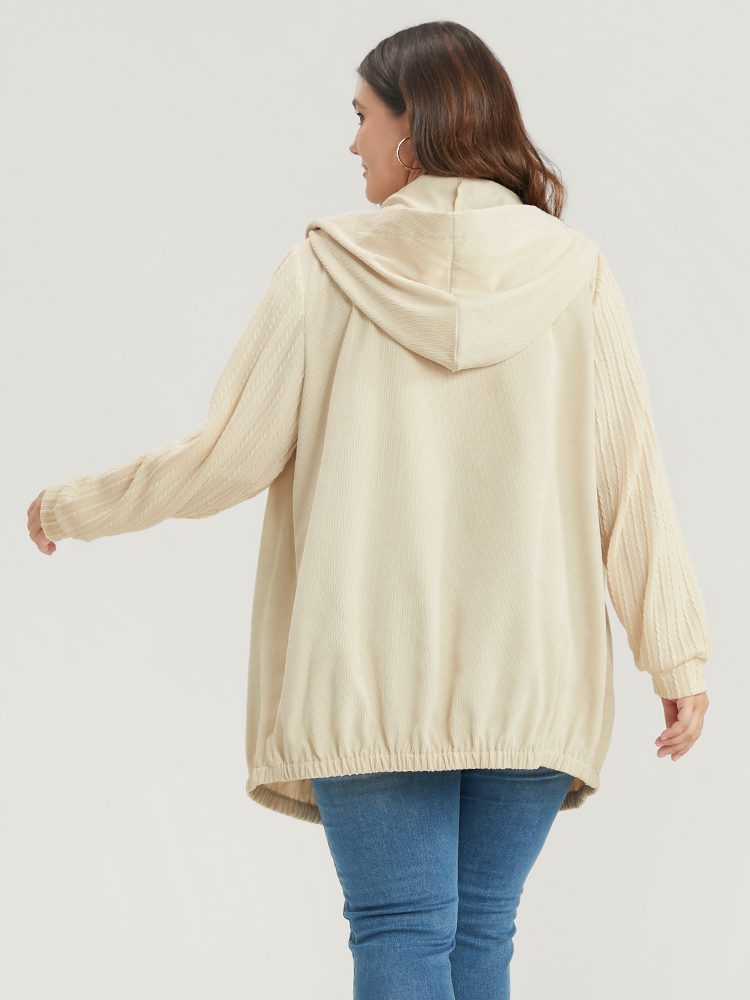Plus Size Women Dailywear Plain Patchwork Pocket Casual Coats BloomChic 