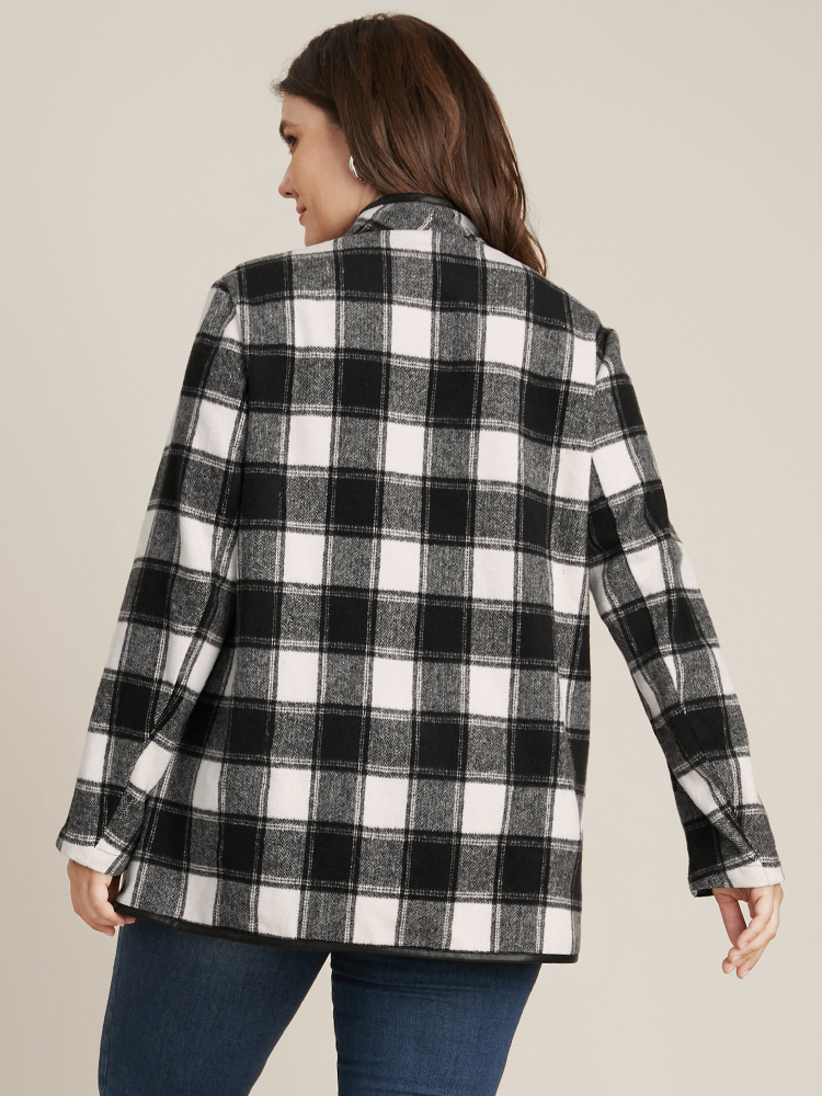 Plus Size Women Dailywear Plaid Asymmetrical Elegant Coats BloomChic 