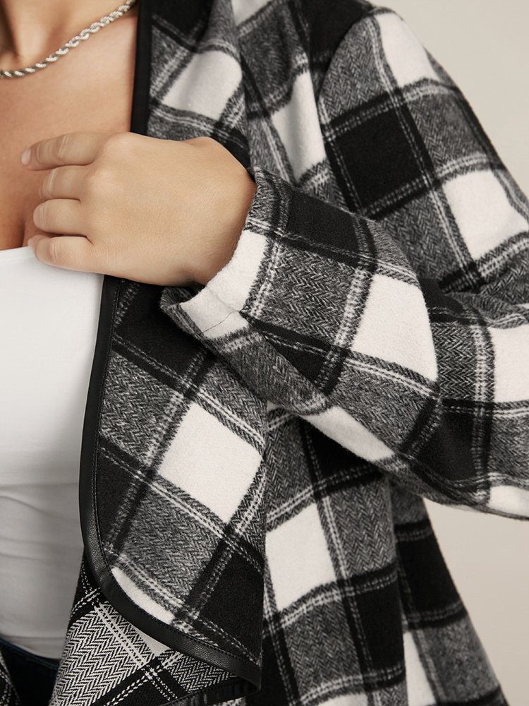 Plus Size Women Dailywear Plaid Asymmetrical Elegant Coats BloomChic 