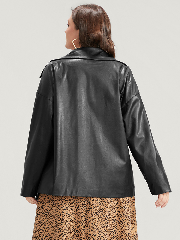 Plus Size Women Going out Plain Regular Sleeve Long Sleeve Suit Collar Pocket Glamour Blazers BloomChic 