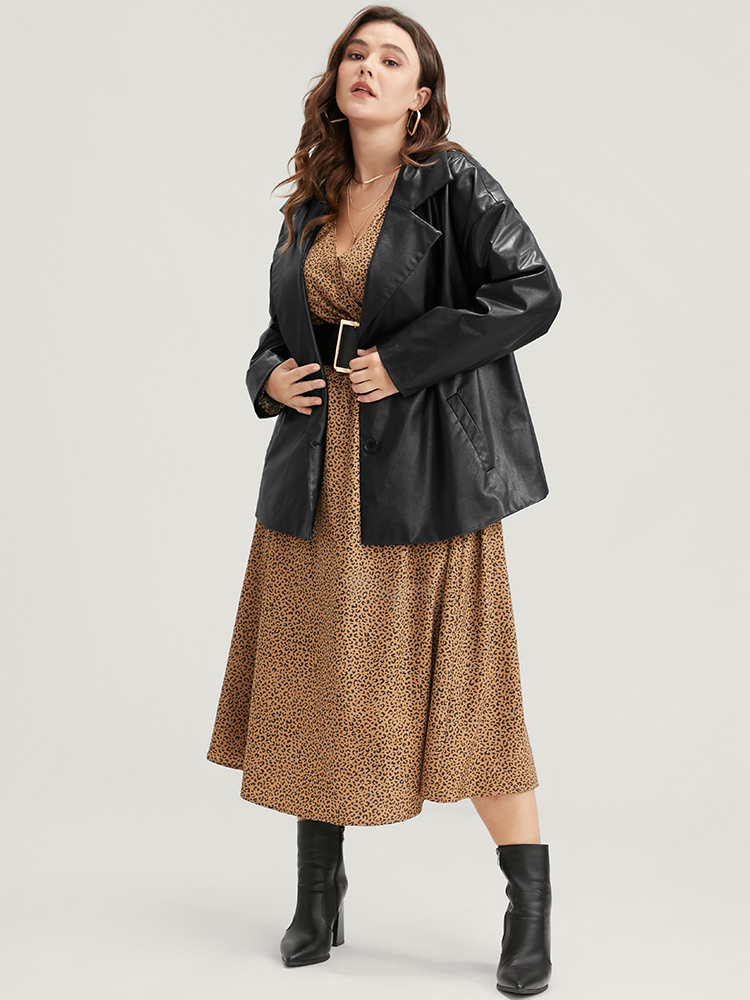 Plus Size Women Going out Plain Regular Sleeve Long Sleeve Suit Collar Pocket Glamour Blazers BloomChic 