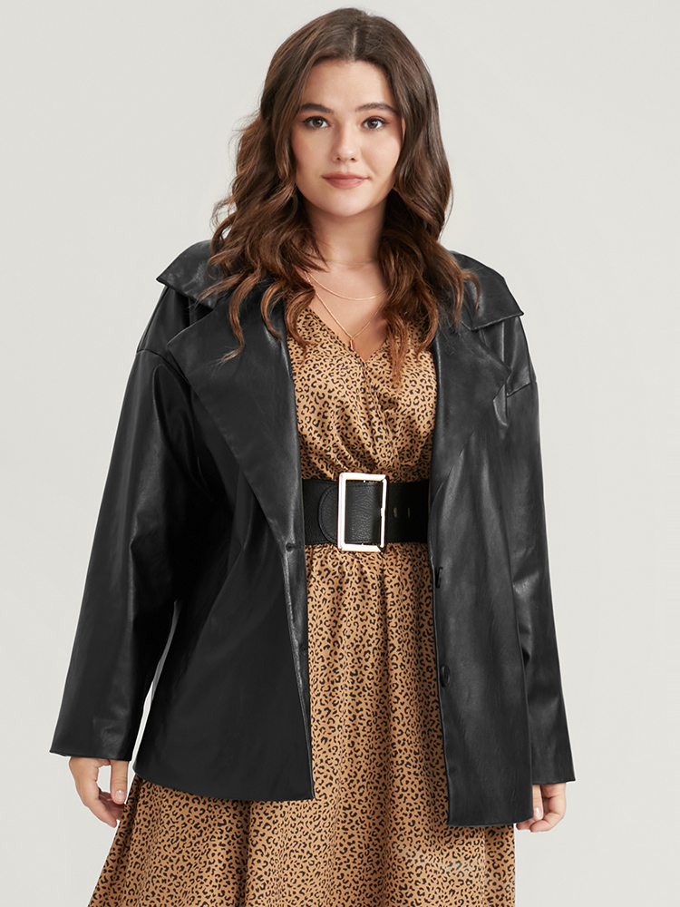 Plus Size Women Going out Plain Regular Sleeve Long Sleeve Suit Collar Pocket Glamour Blazers BloomChic 