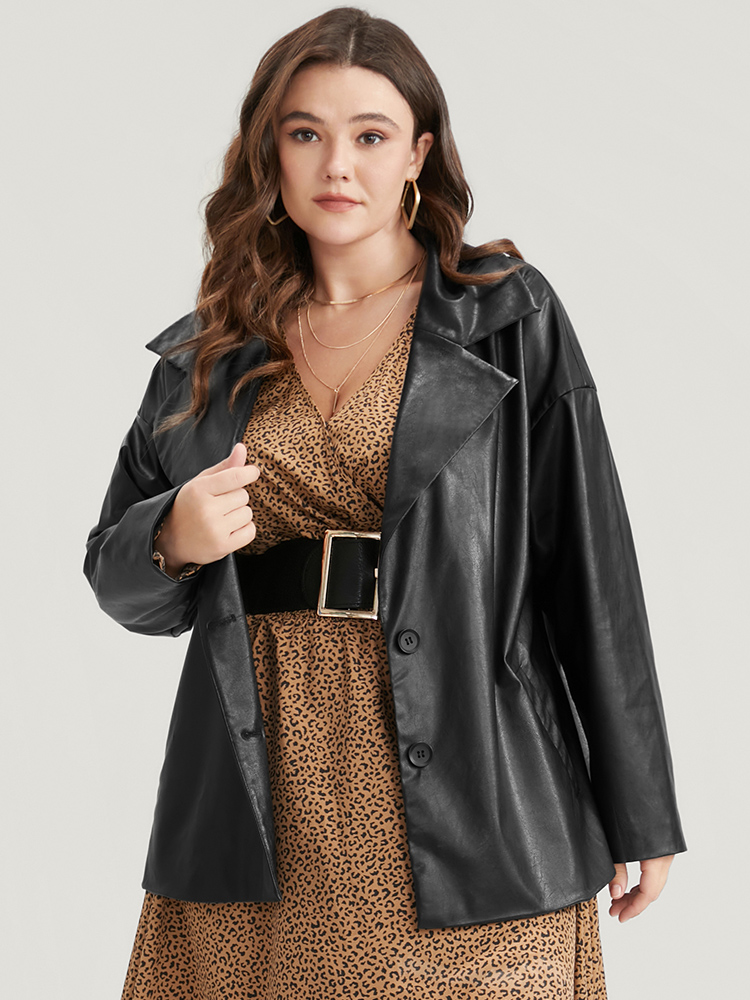 Plus Size Women Going out Plain Regular Sleeve Long Sleeve Suit Collar Pocket Glamour Blazers BloomChic 