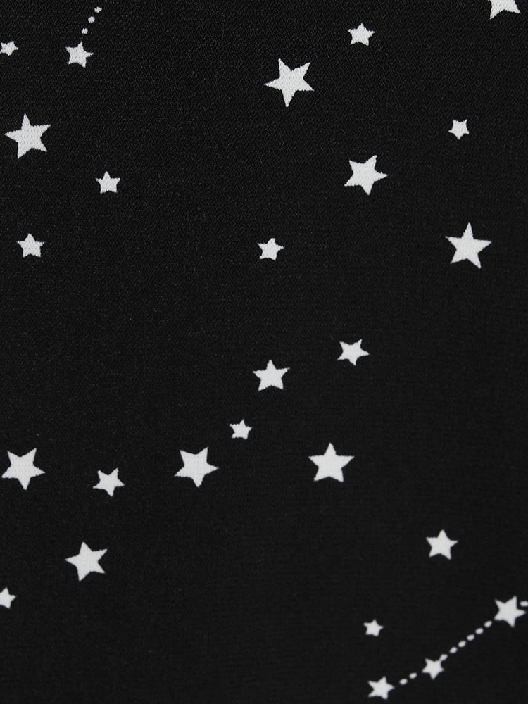 Plus Size Star Print Sleeveless Cami Night Dress Women Black Elegant Moon and Star Printed Spaghetti Strap Loungewear BloomChic 10/M 