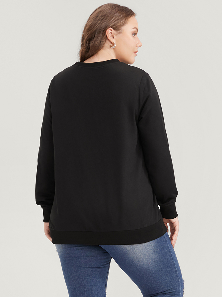 Plus Size Women Dailywear Leopard Patchwork Regular Regular Sleeve Long Sleeve Round Neck Casual Sweatshirts BloomChic 