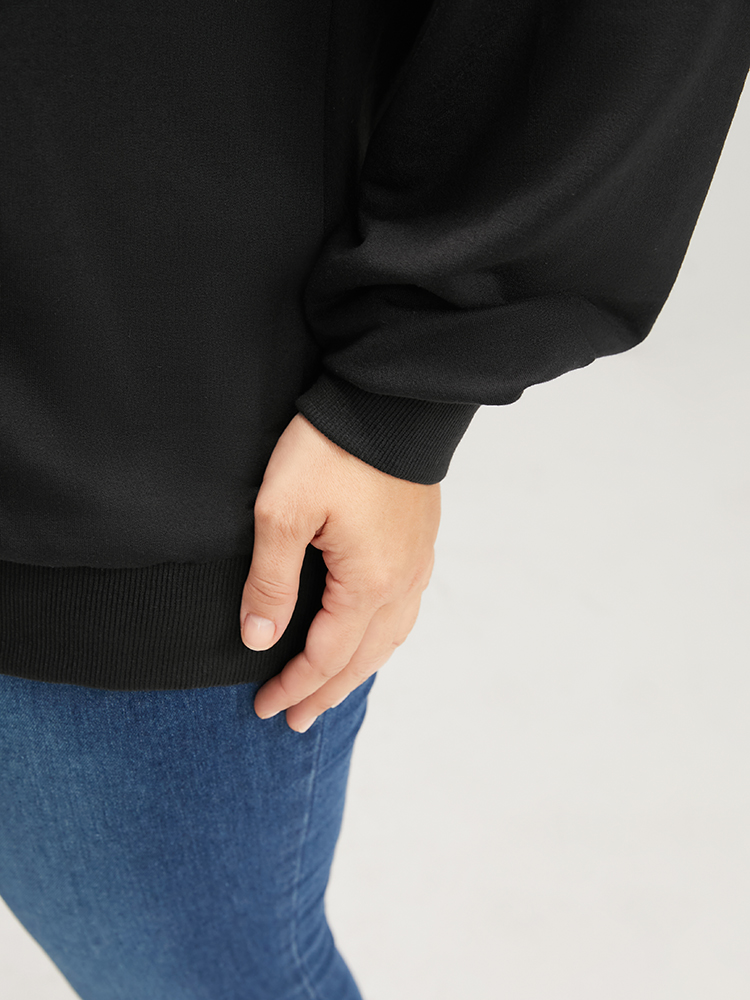 Plus Size Women Dailywear Skull Print Plain Loose Regular Sleeve Long Sleeve Round Neck Casual Sweatshirts BloomChic 
