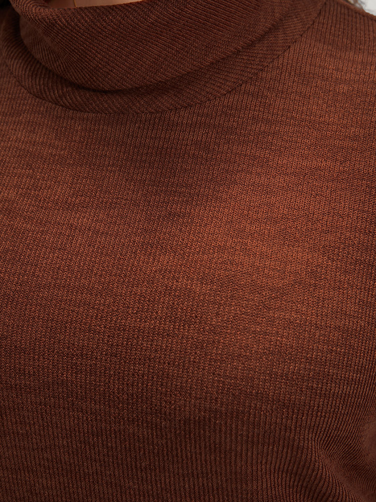 Plus Size Solid Lace Asymmetrical Hem Funnel Neck Sweatshirt Women Russet Elegant Patchwork Turtleneck Dailywear Sweatshirts BloomChic 14-16/1X 
