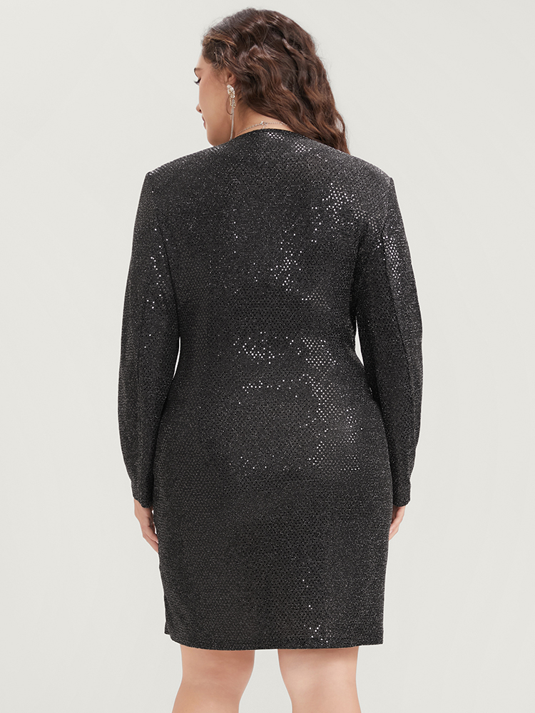 Plus Size Women Party Plain Button Regular Sleeve Long Sleeve V-neck Elegant Blazers BloomChic 