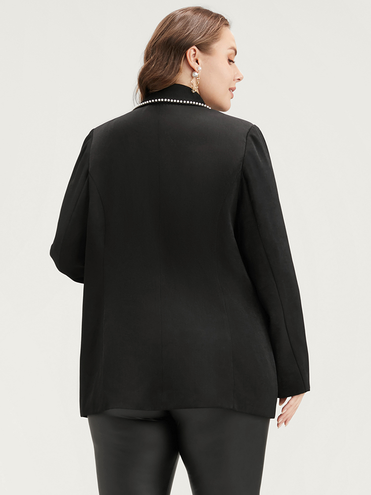 Plus Size Women Work Plain Pocket Regular Sleeve Long Sleeve Suit Collar Pocket Office Blazers BloomChic 