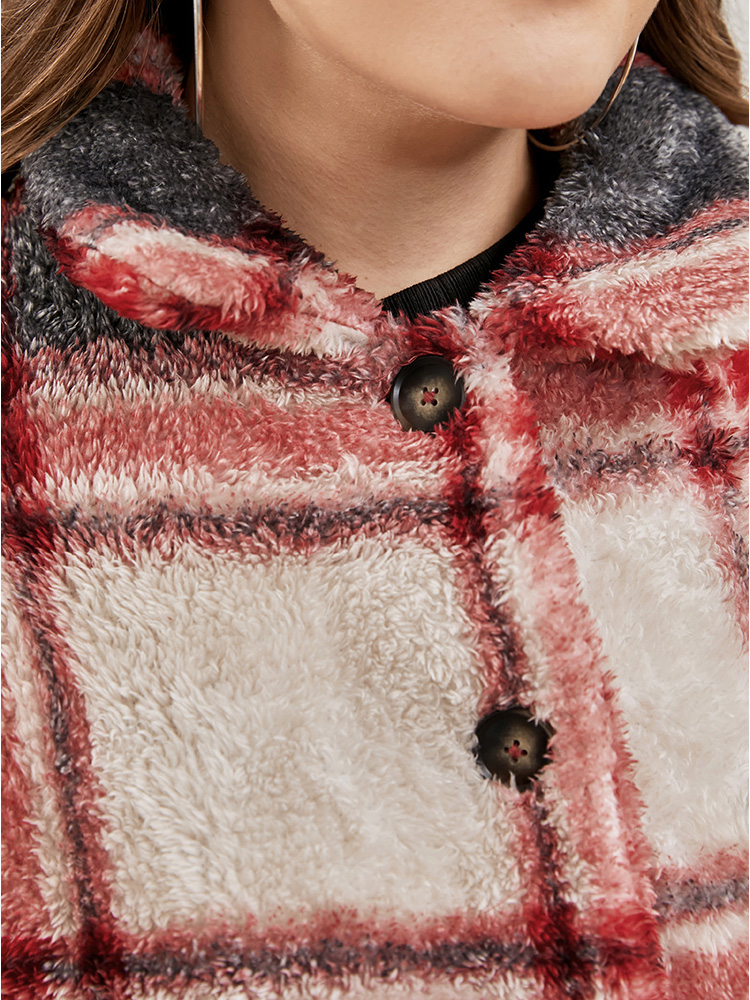 Plus Size Women Dailywear Plaid Button Pocket Casual Coats BloomChic 