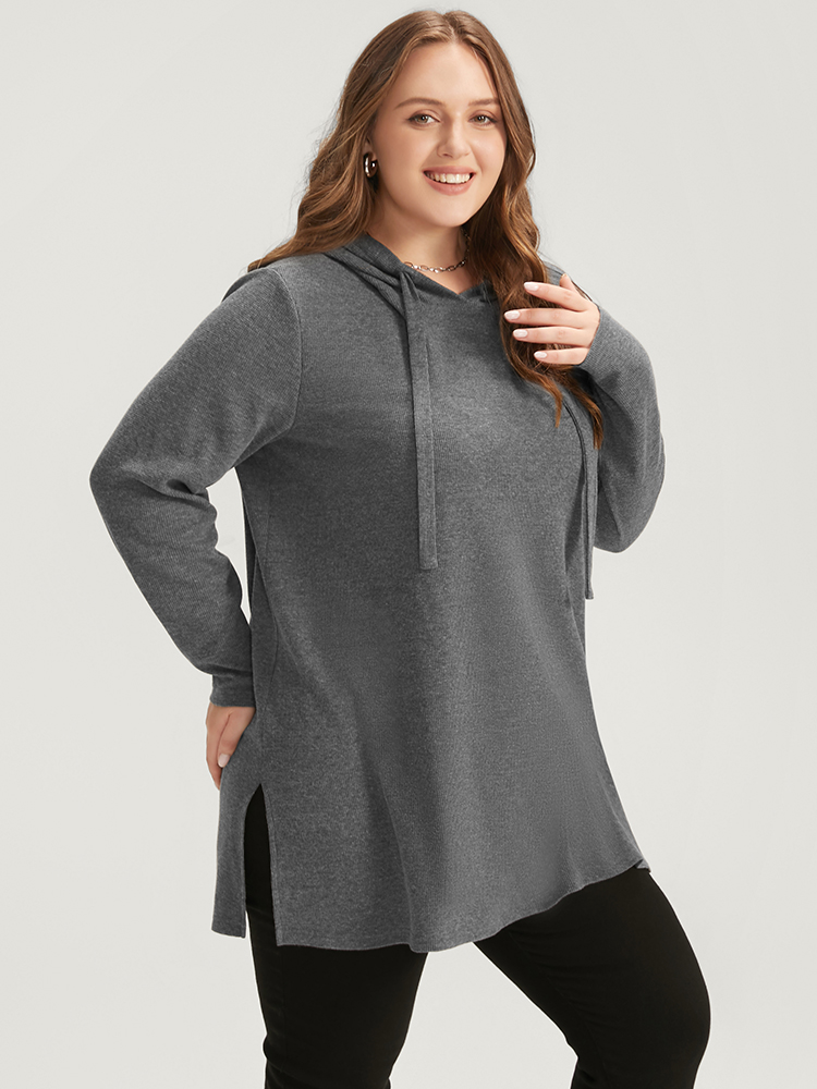 Plus Size Women Dailywear Plain Regular Regular Sleeve Long Sleeve Hooded Casual Sweatshirts BloomChic 