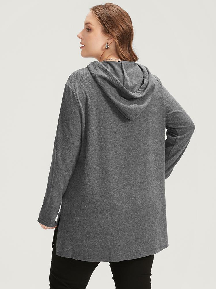 Plus Size Women Dailywear Plain Regular Regular Sleeve Long Sleeve Hooded Casual Sweatshirts BloomChic 