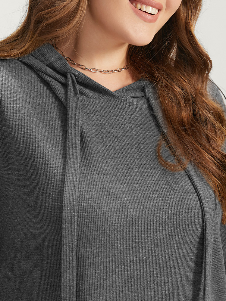 Plus Size Women Dailywear Plain Regular Regular Sleeve Long Sleeve Hooded Casual Sweatshirts BloomChic 