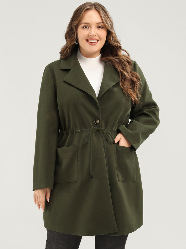 Plus Size Women Dailywear Plain Pocket Casual Coats BloomChic 
