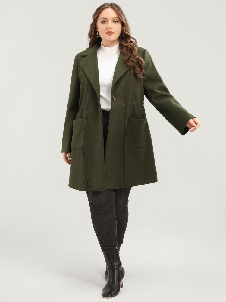 Plus Size Women Dailywear Plain Pocket Casual Coats BloomChic 