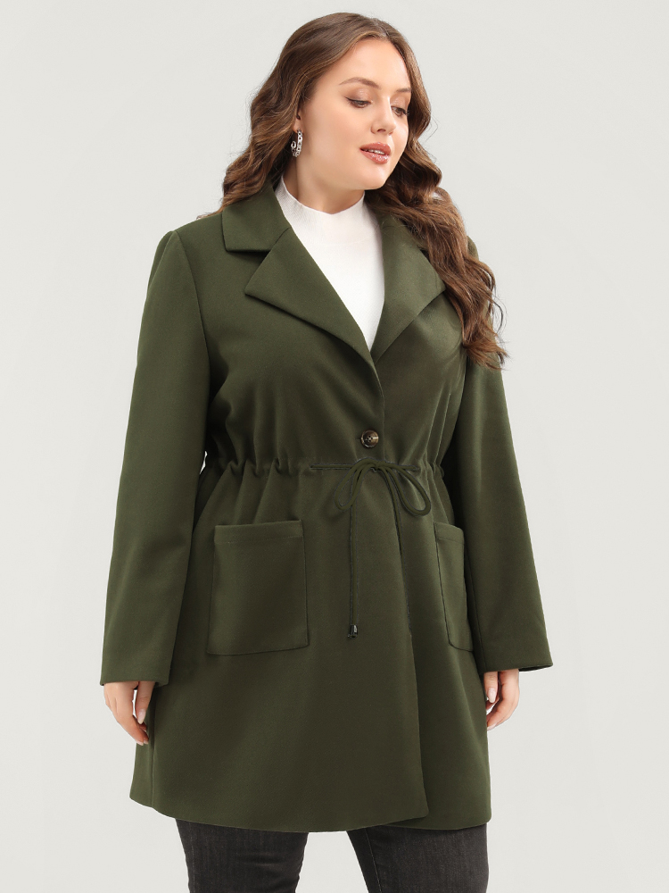 Plus Size Women Dailywear Plain Pocket Casual Coats BloomChic 