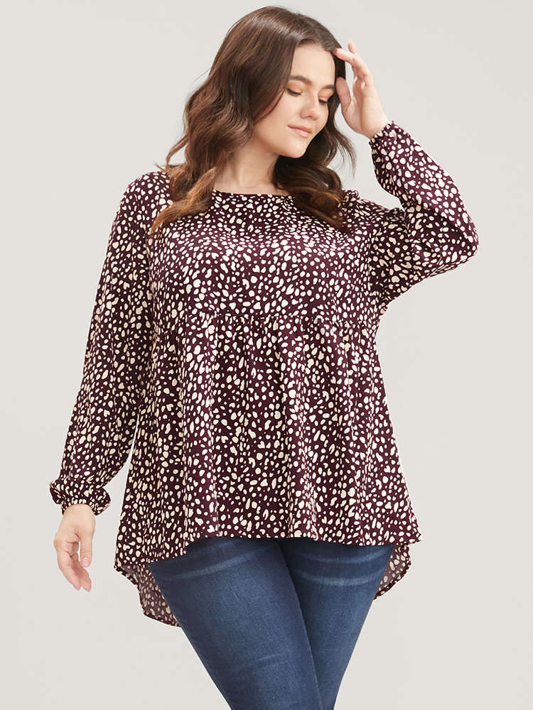 

Plus Size Scarlet Leopard Print High Low Hem Round Neck Blouse Women Elegant Sleeveless Round Neck Dailywear Blouses BloomChic